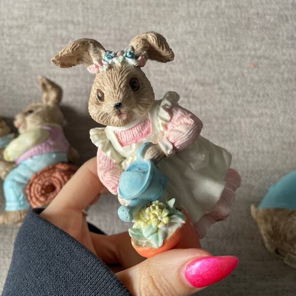 MERVYNS‎ Vintage 1991 Easter Set Of Three Figures Bunny Rabbit Pastel - Picture 4 of 8
